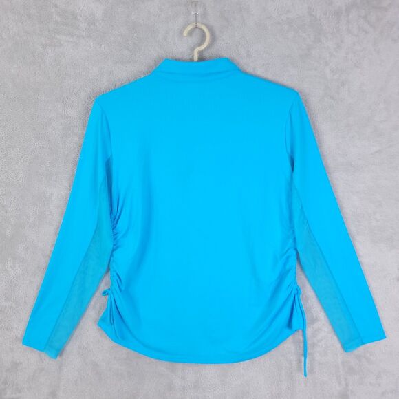 IBKUL Golf Tennis Top Shirt Womens Sz  XL Blue Long Sleeve 1/4 Zip UPF 50 Rushed - Picture 7 of 10